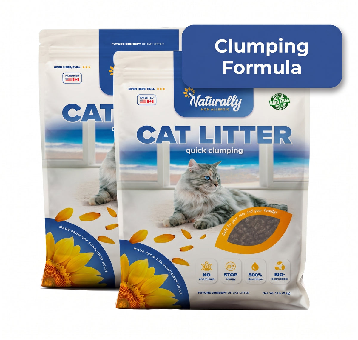 CAT LITTER Natural Clumping 11 lb Pack of 2
